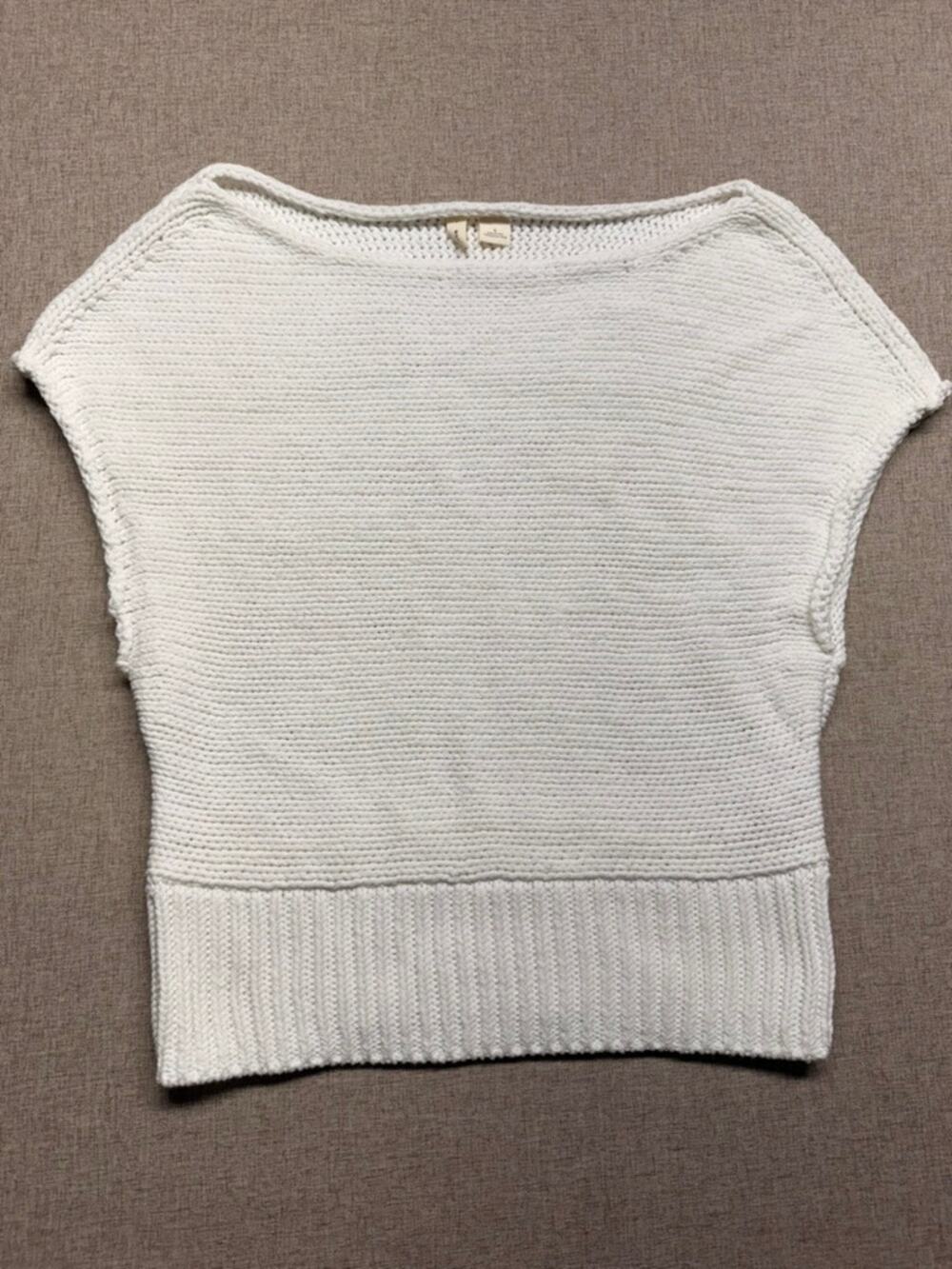 Moth Anthropologie Womens Small White Chunky Knit Dolman Sleeve Sweater